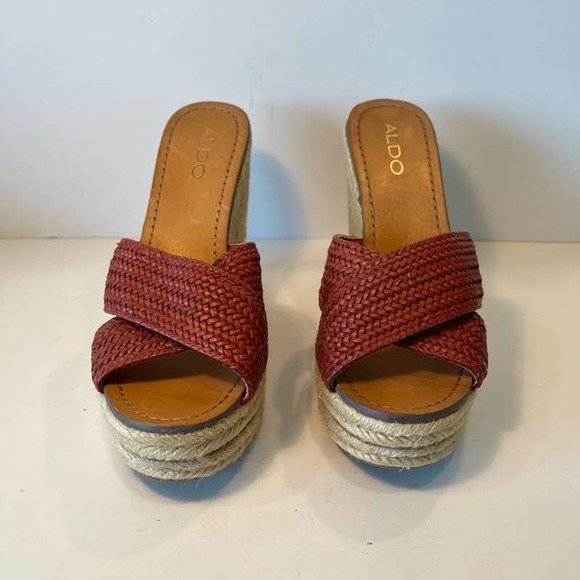 Aldo Women’s Red Espadrilles Wedge Sandals US 8.5 - Picture 1 of 8